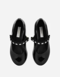 Patent leather ballet flats with DG-logo strap