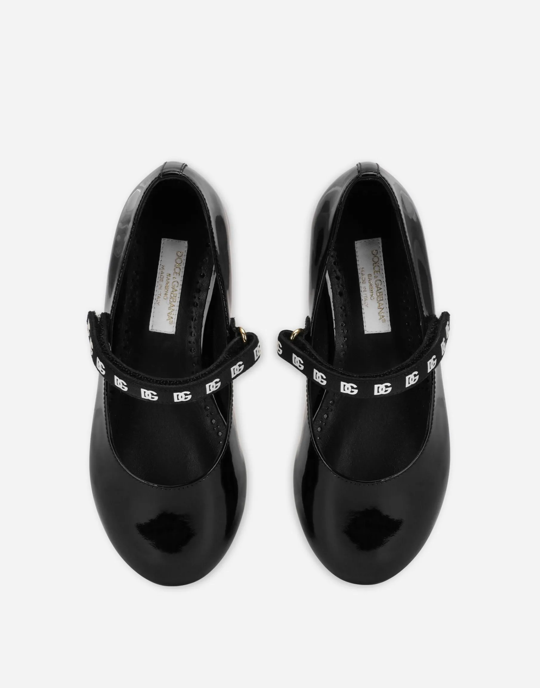 Patent leather ballet flats with DG-logo strap