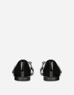 Patent leather ballet flats with metal DG logo
