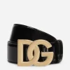 Patent leather belt with DG logo