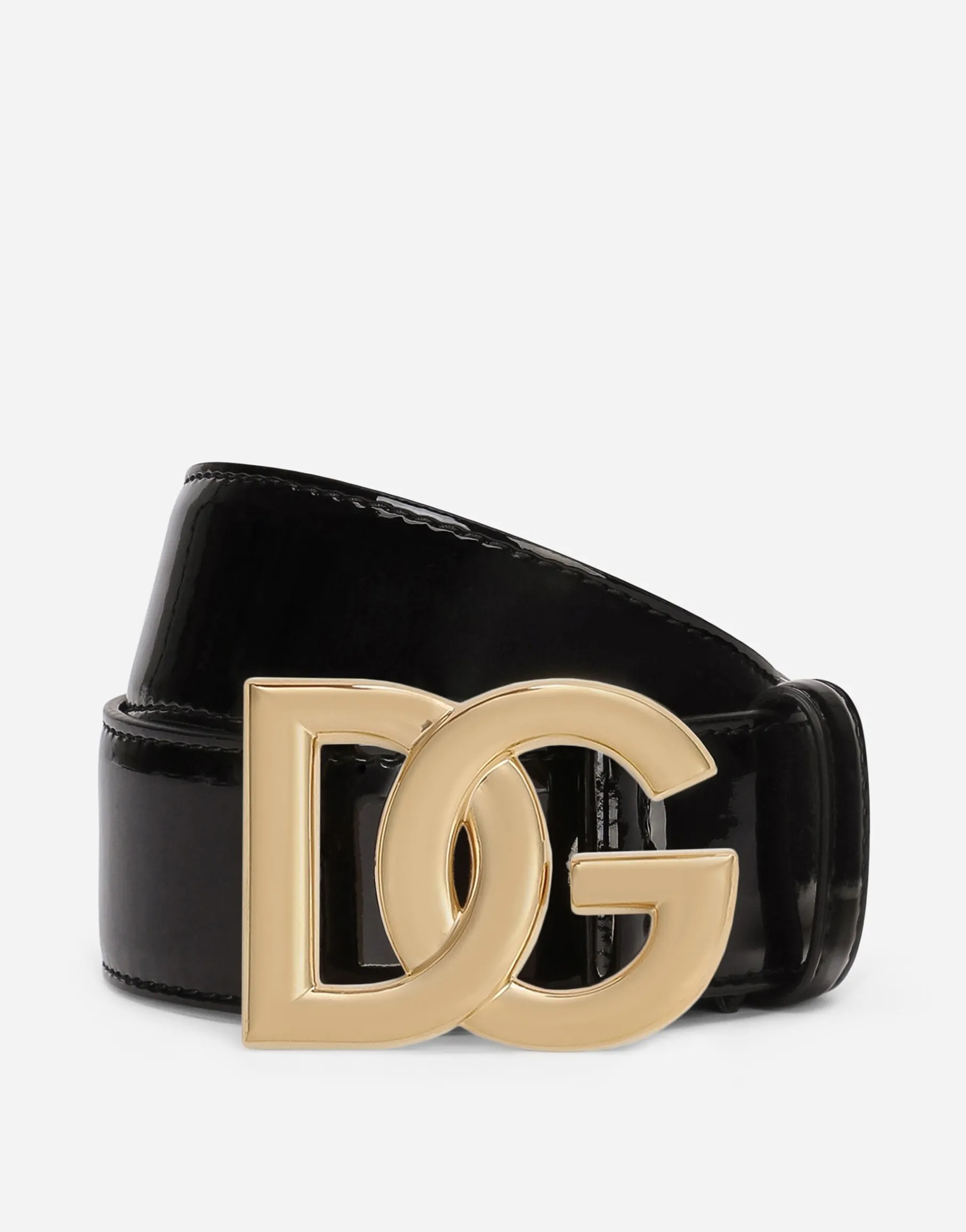 Patent leather belt with DG logo