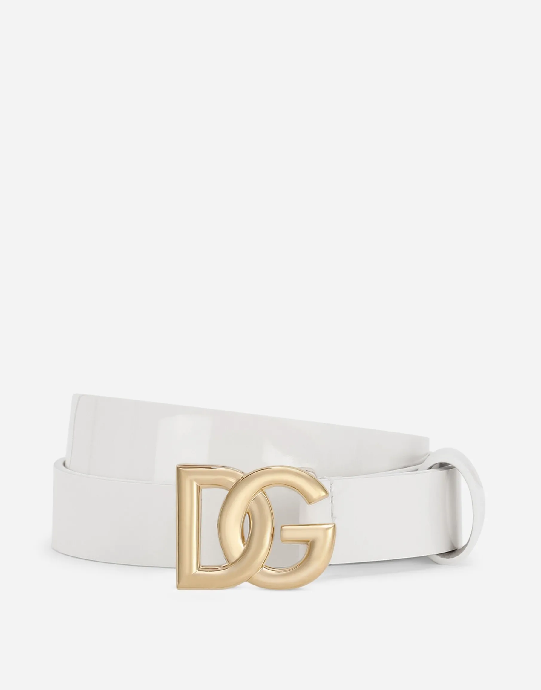 Patent leather belt with DG logo