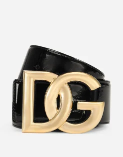 Patent leather belt with DG logo