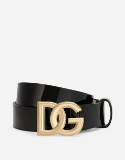 Patent leather belt with DG logo