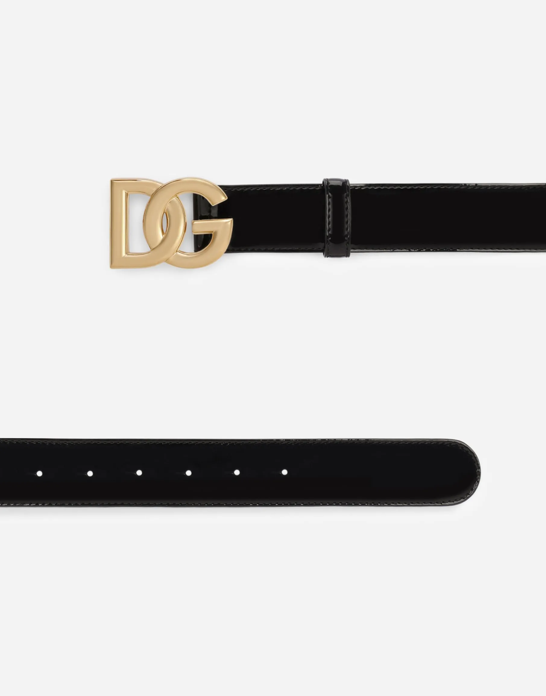 Patent leather belt with DG logo