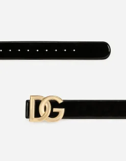 Patent leather belt with DG logo