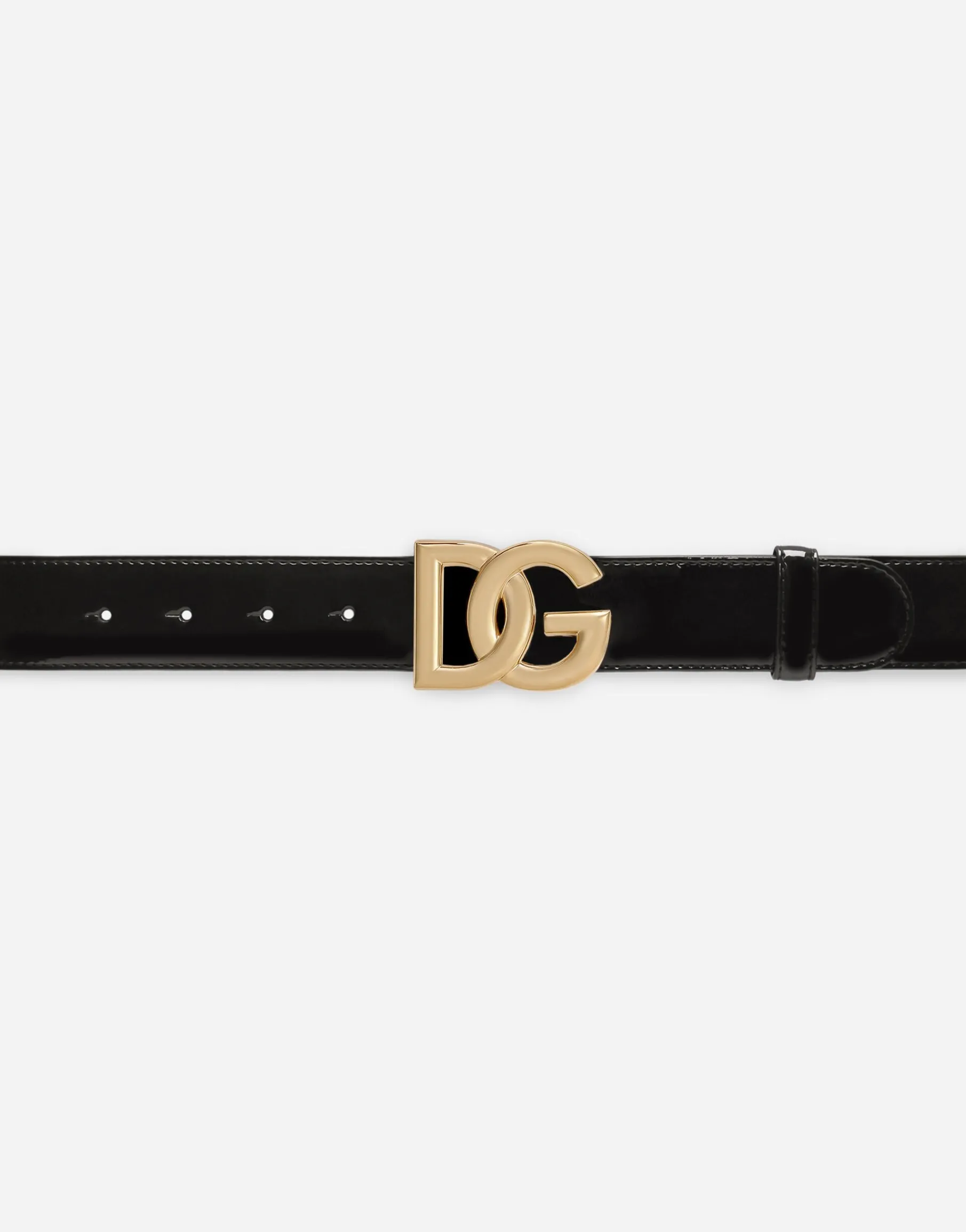 Patent leather belt with DG logo