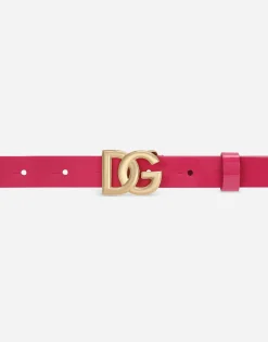 Patent leather belt with DG-logo buckle