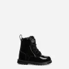 Patent leather combat boots