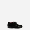 Patent leather derby shoes with logo