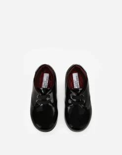 Patent leather derby shoes with logo