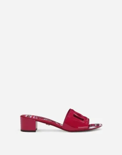 Patent leather DG mules with cut-out