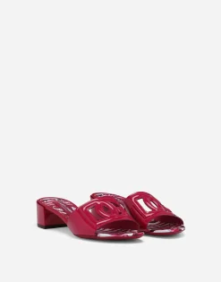 Patent leather DG mules with cut-out