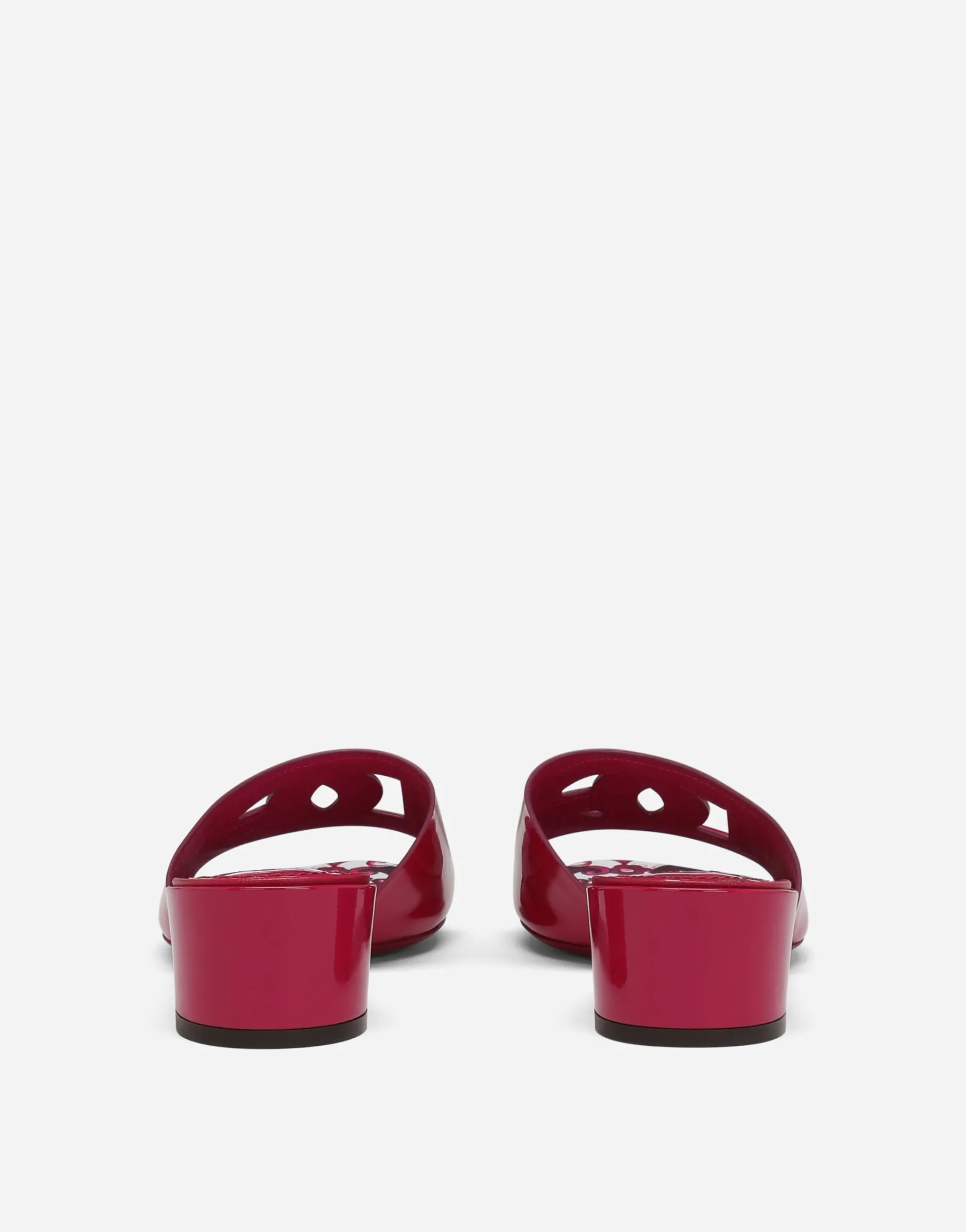 Patent leather DG mules with cut-out