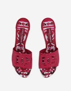 Patent leather DG mules with cut-out