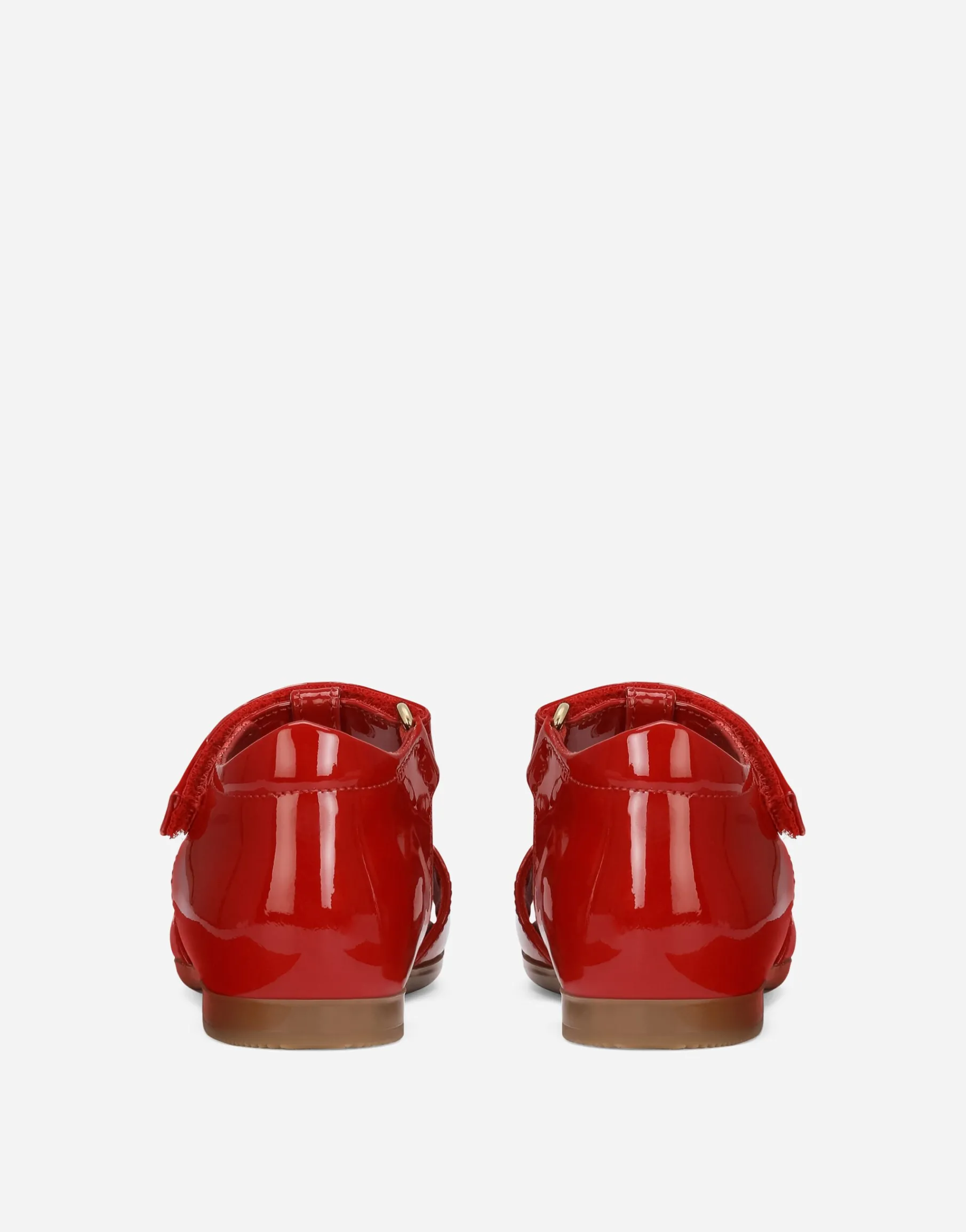 Patent leather first steps sandals with metal DG logo