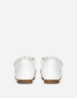 Patent leather first steps sandals with metal DG logo