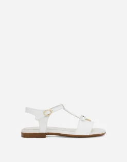 Patent leather sandals with metal DG logo