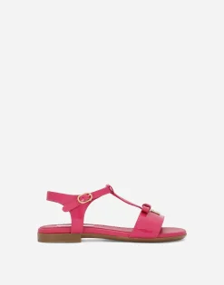 Patent leather sandals with metal DG logo