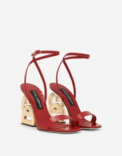 Patent leather sandals with 3.5 heel