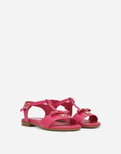 Patent leather sandals with metal DG logo