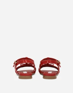 Patent leather sandals with metal DG logo