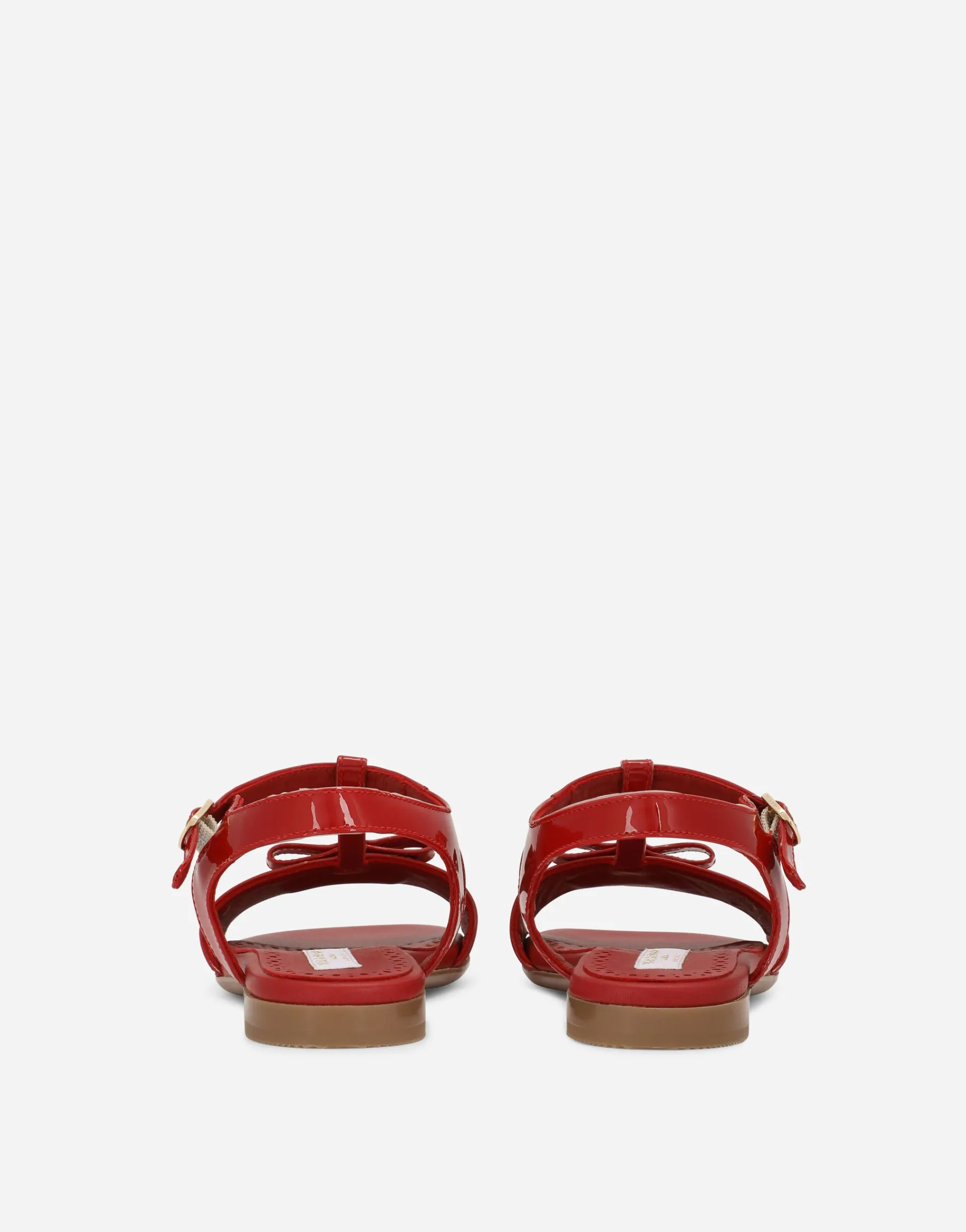 Patent leather sandals with metal DG logo