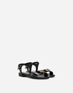 Patent leather sandals with DG logo