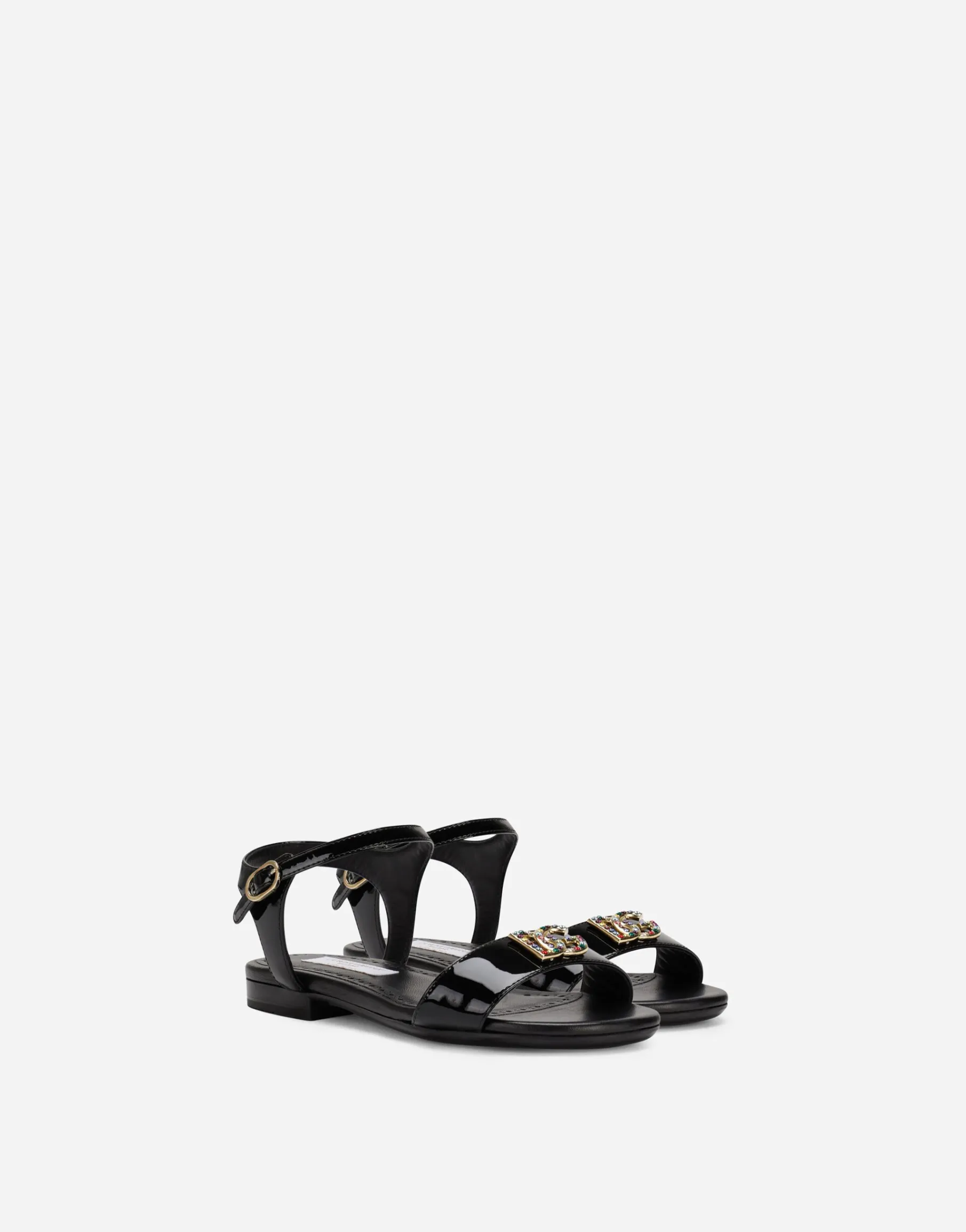 Patent leather sandals with DG logo