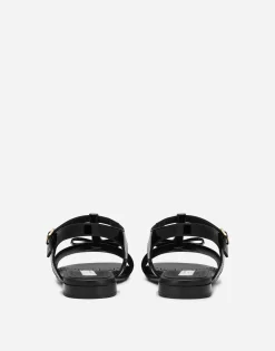 Patent leather sandals with metal DG logo