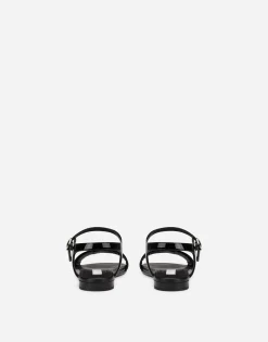 Patent leather sandals with DG logo