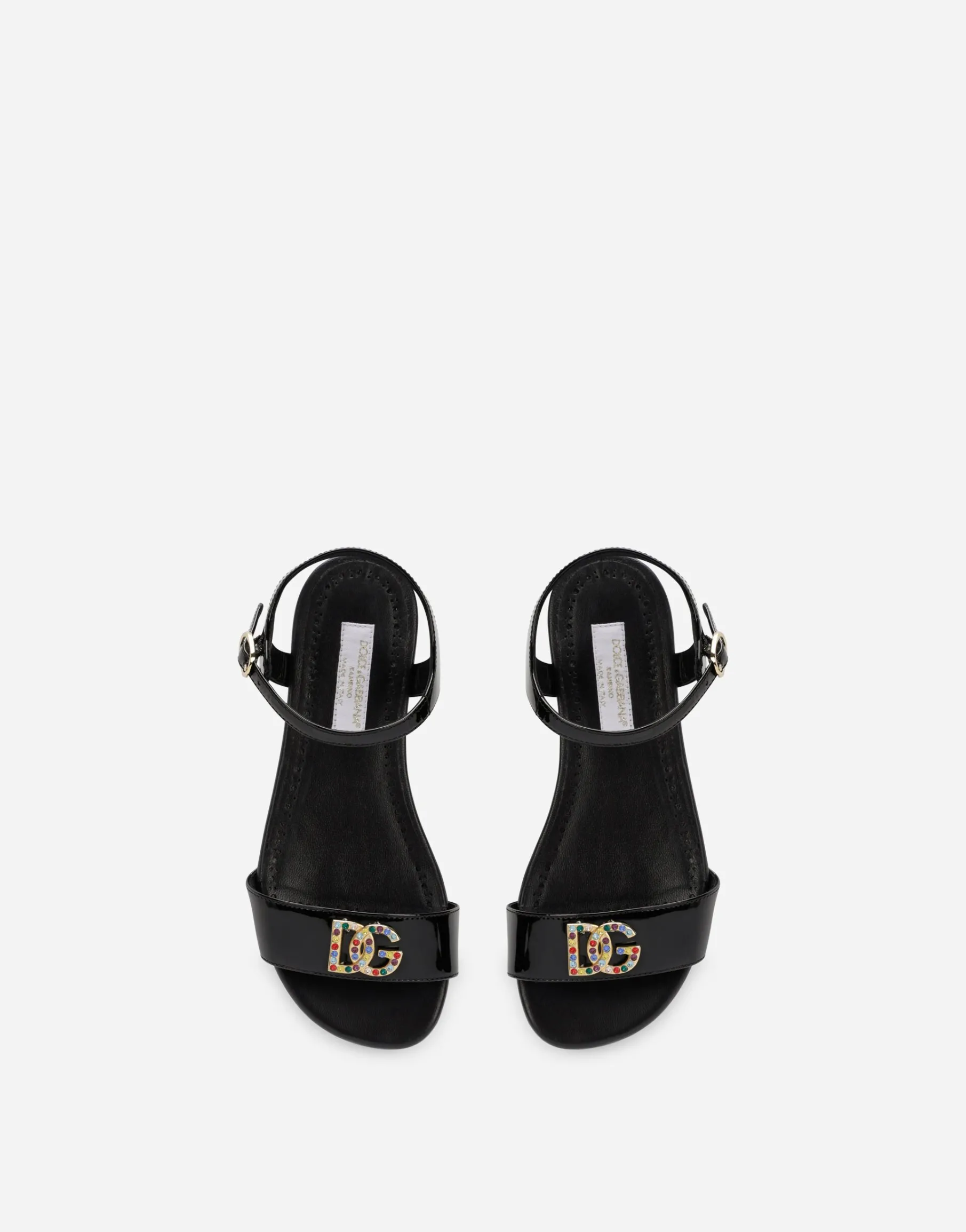 Patent leather sandals with DG logo