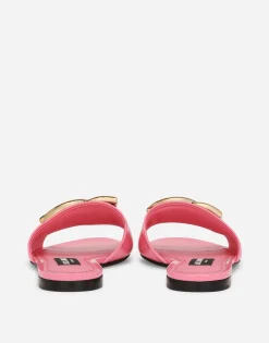 Patent leather sliders with DG logo
