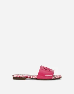 Patent leather slides with DG logo