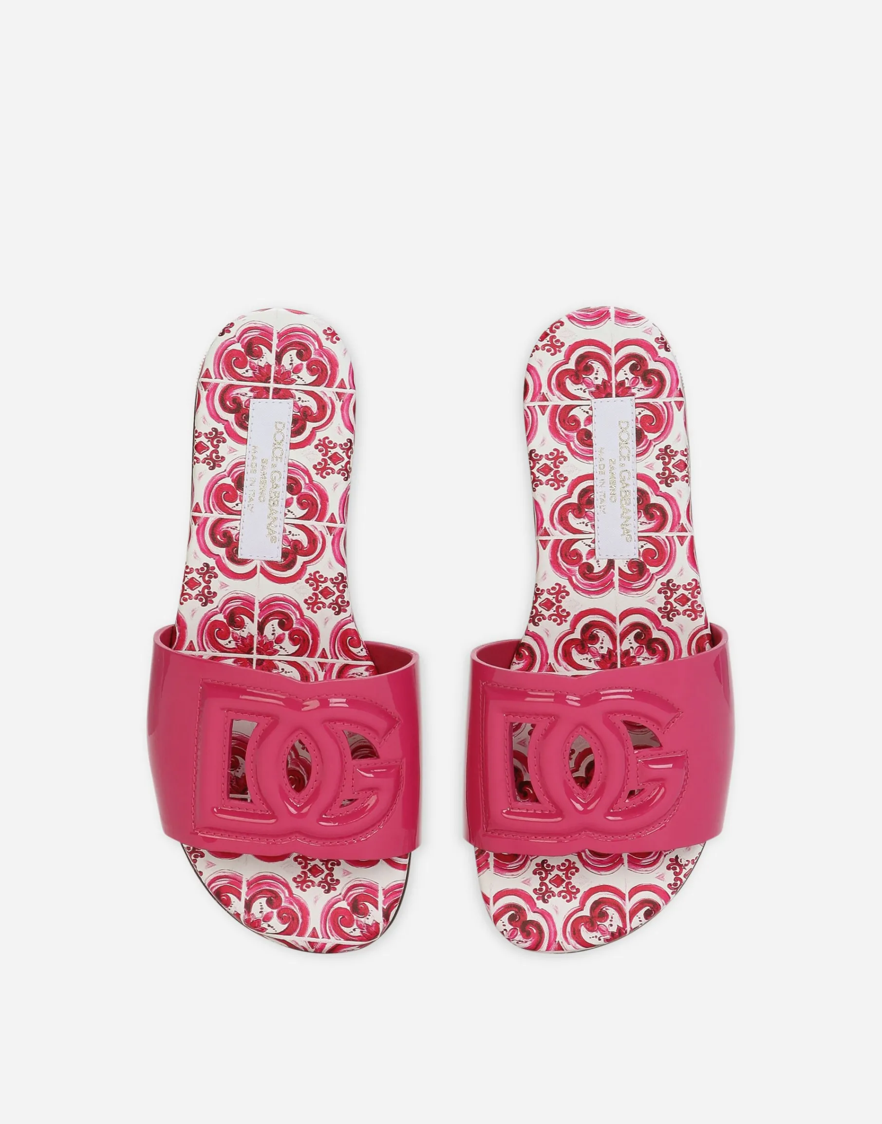 Patent leather slides with DG logo