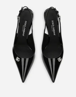 Patent leather slingbacks