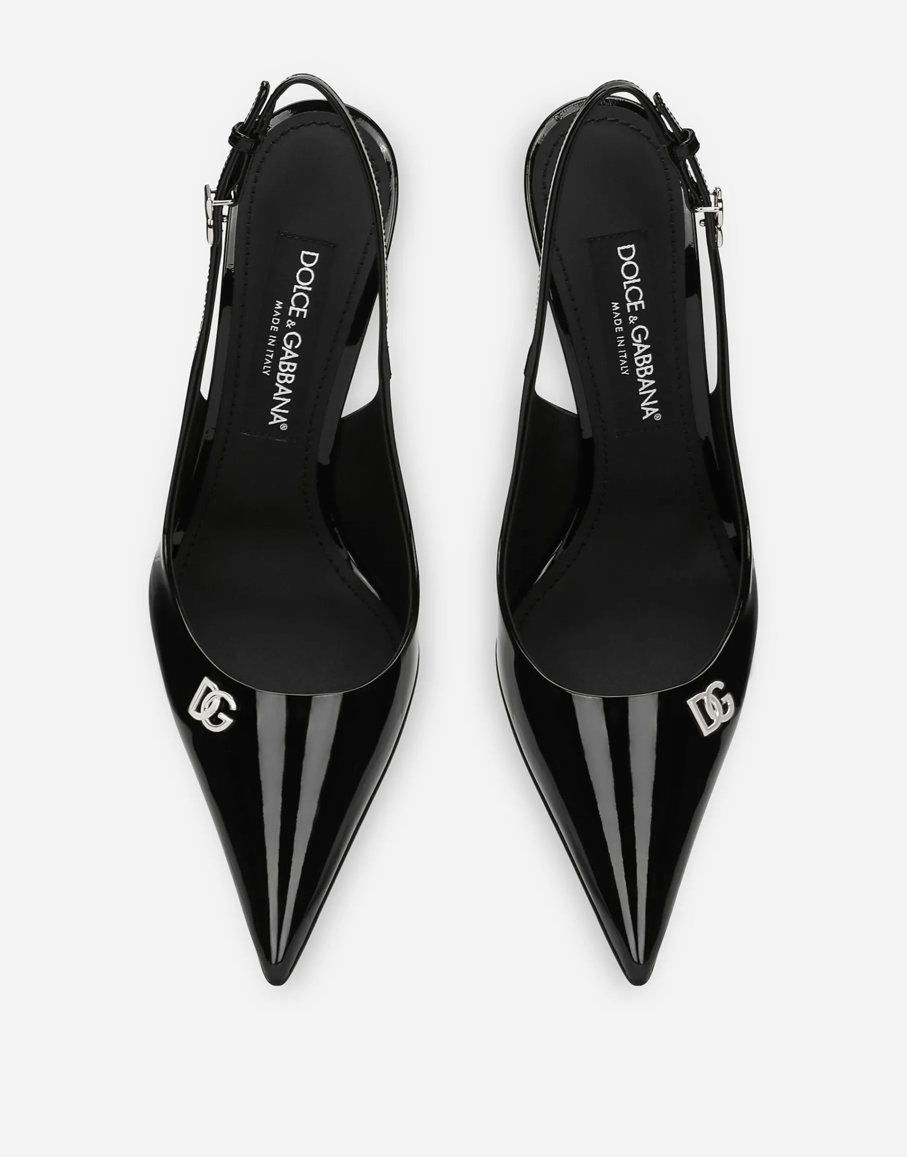 Patent leather slingbacks