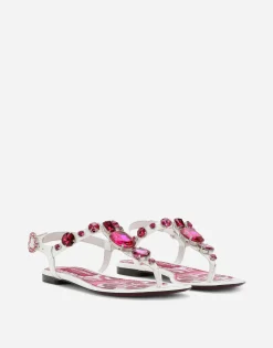 Patent leather thong sandals