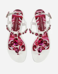 Patent leather thong sandals