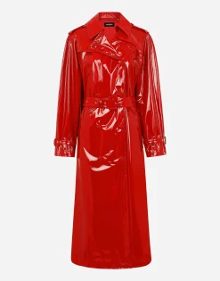 Patent leather trench coat