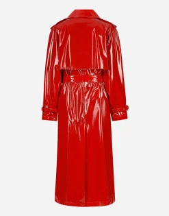 Patent leather trench coat