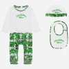 3-piece gift set in green majolica-print jersey