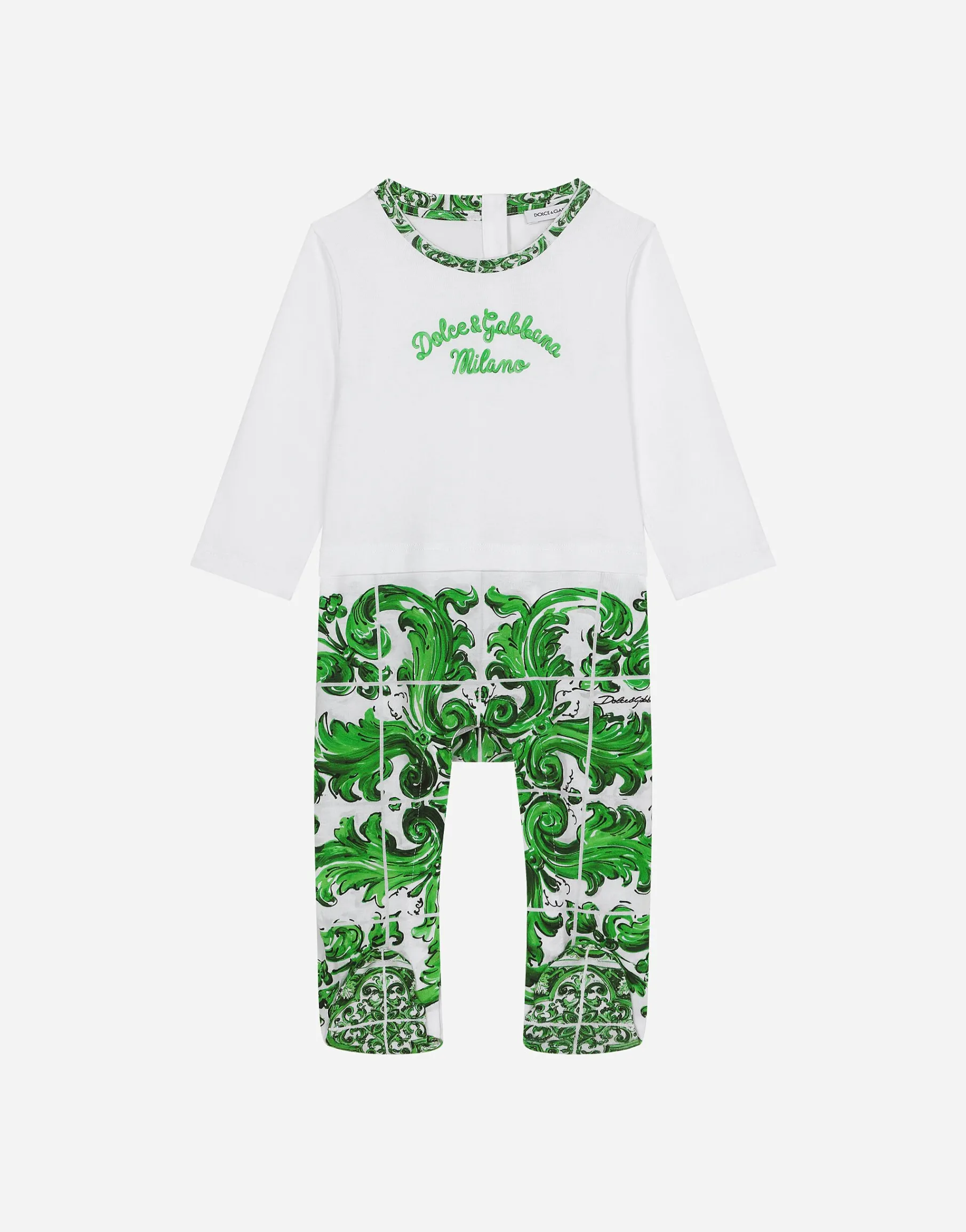 3-piece gift set in green majolica-print jersey