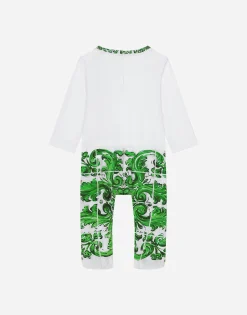 3-piece gift set in green majolica-print jersey