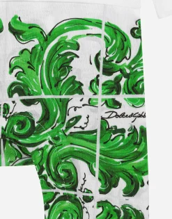 3-piece gift set in green majolica-print jersey