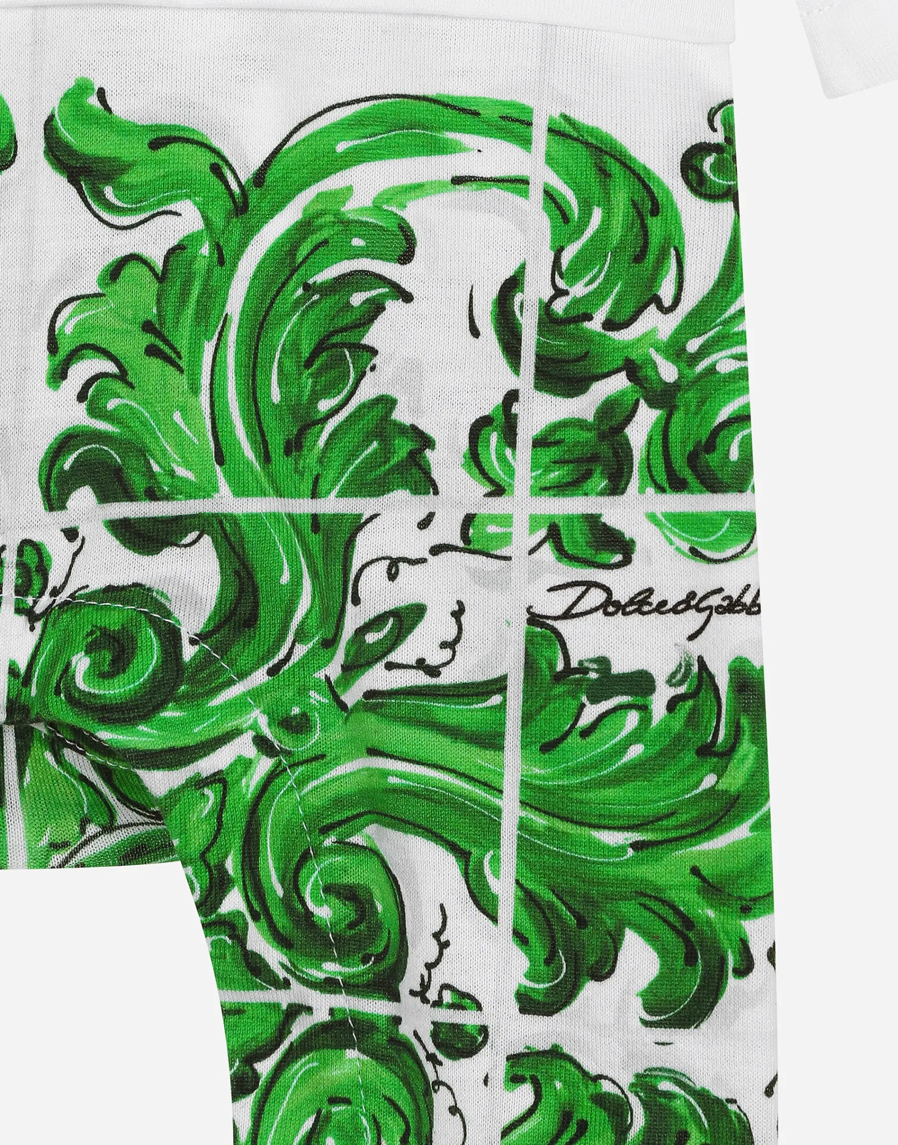3-piece gift set in green majolica-print jersey