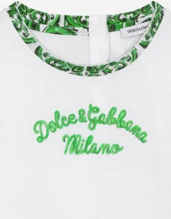 3-piece gift set in green majolica-print jersey
