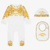 3-piece gift set in yellow majolica-print jersey