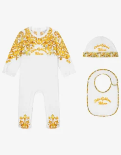 3-piece gift set in yellow majolica-print jersey