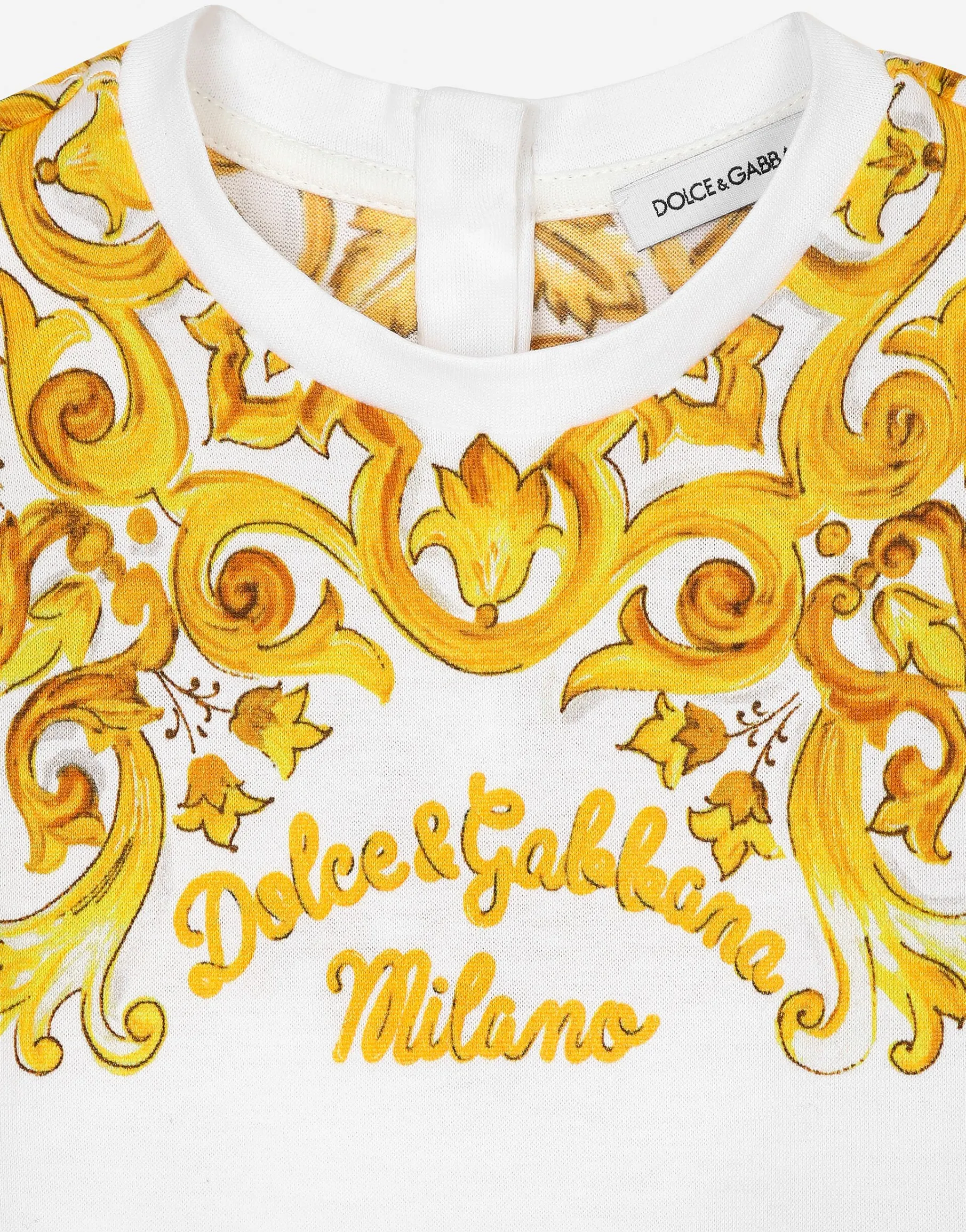 3-piece gift set in yellow majolica-print jersey